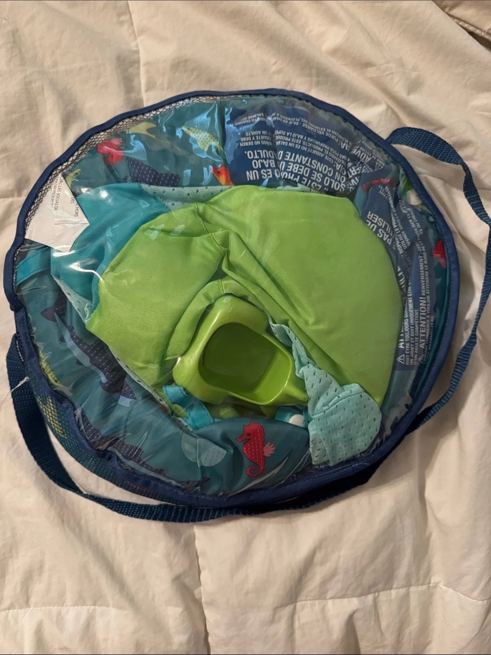 Baby Spring Float Canopy Seat - Green/Blue